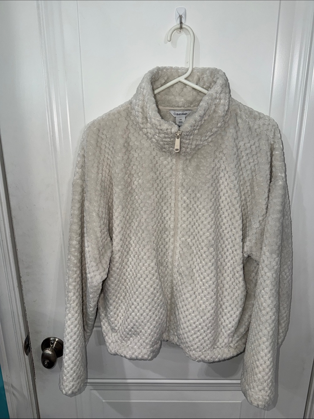 Calvin Klein Cream Plush Teddy Jacket - Women's